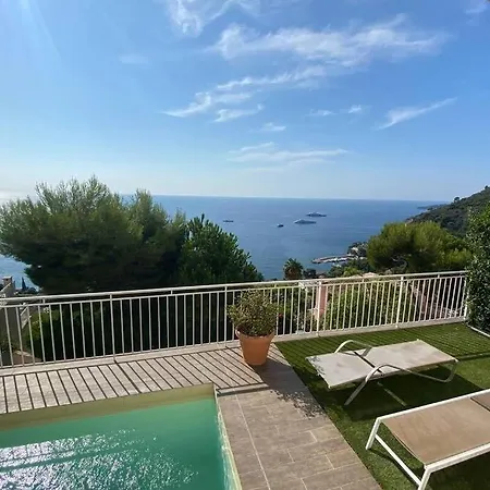 Eze Bord De Mer, Panoramic Sea View, Terrace, Pool Villa *
